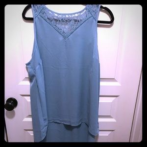 Slate blue high low sleeveless top